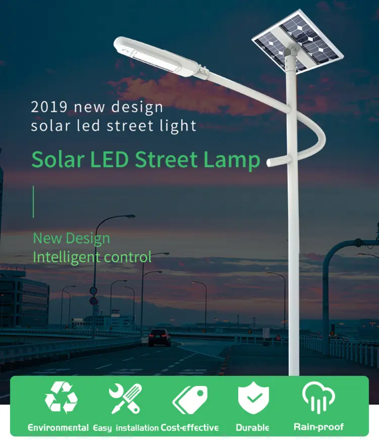 Solar street lamp with built-in battery split-type
