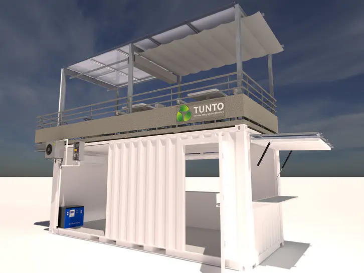 Solar container system with AC referigerator and battery storage